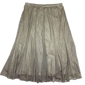 Onyx Nite Midi Skirt Women Sz L Sparkle Mesh Net Gold Black Silver Party Stretch